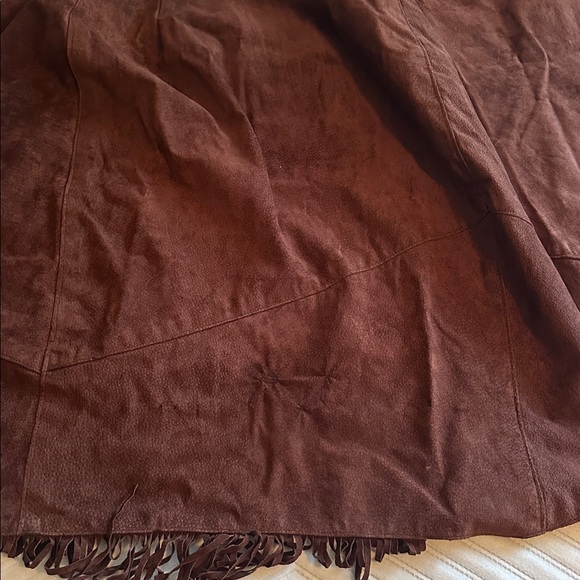 Vintage Brown 100% Suede Leather Fringe Wrap Midi Skirt - Kenar Leathers. - Picture 11 of 11